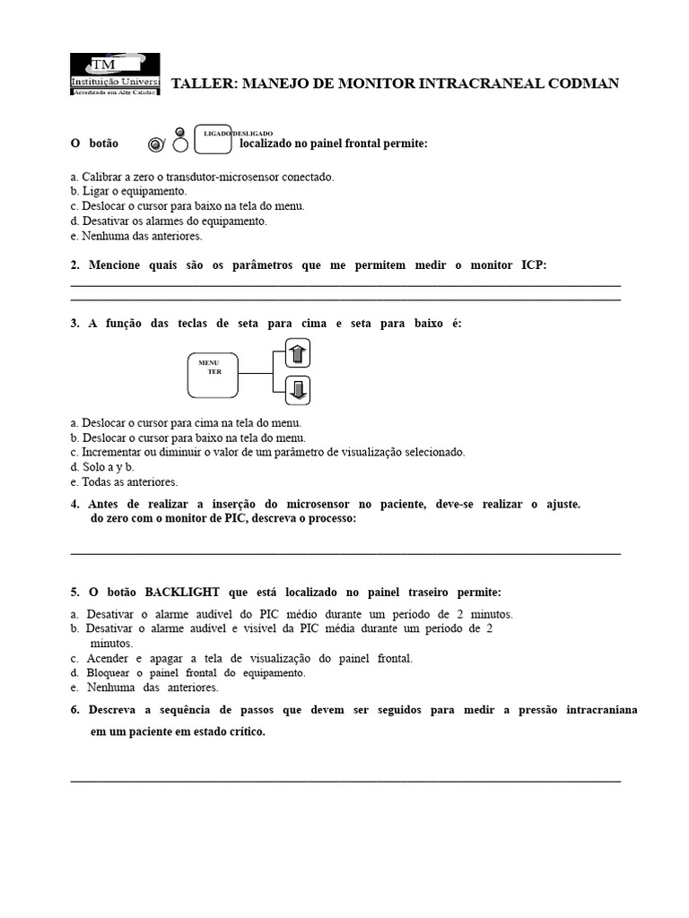 Taller Monitor Intra-Craniano Codman PDF | PDF