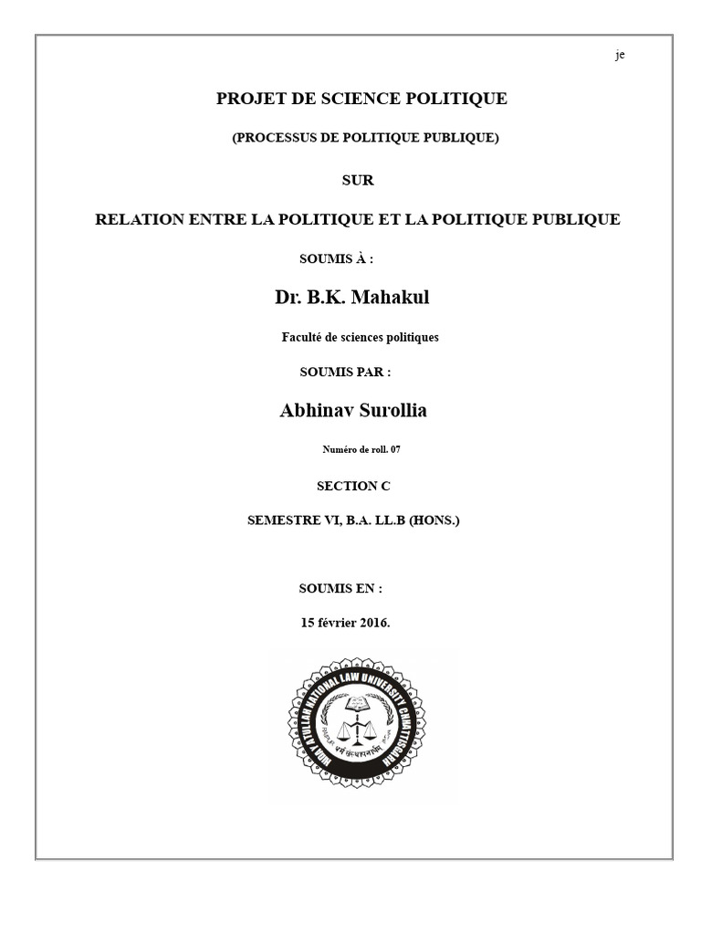 Relation entre Politique et Politique Publique | PDF | Systèmes ...