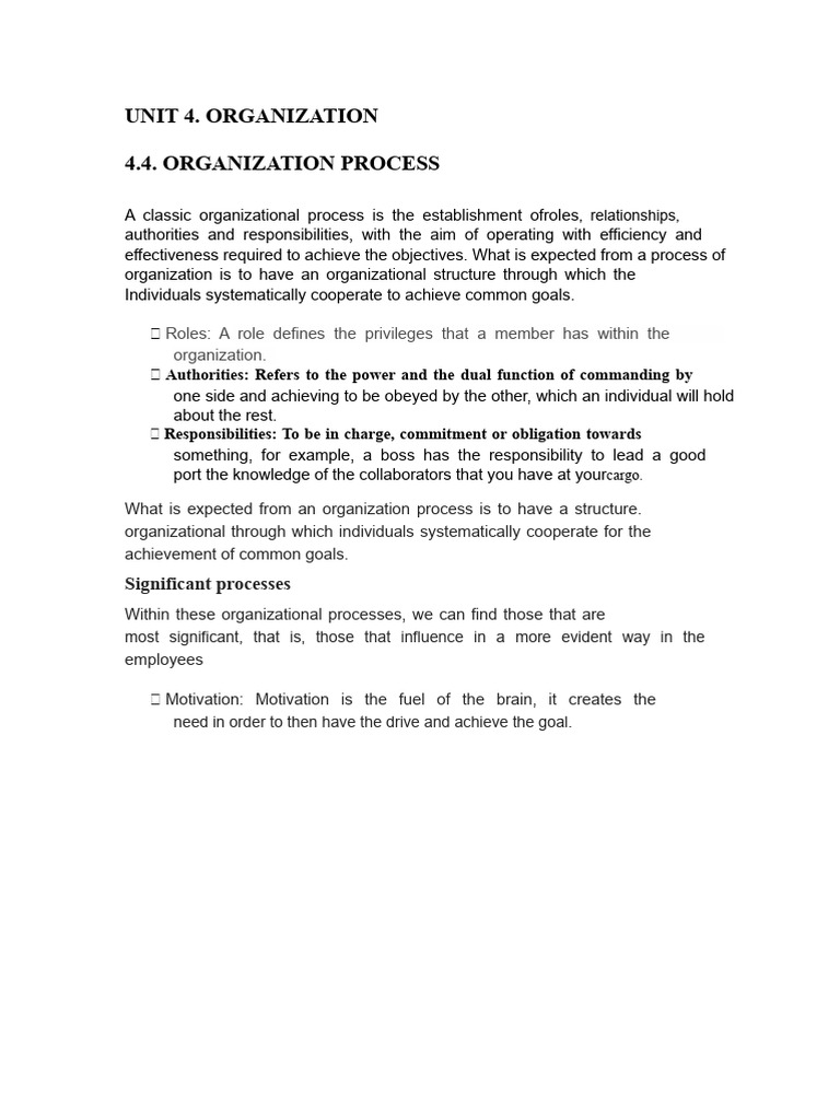 UNIT 4 Organization Process | PDF | Goal | Motivation