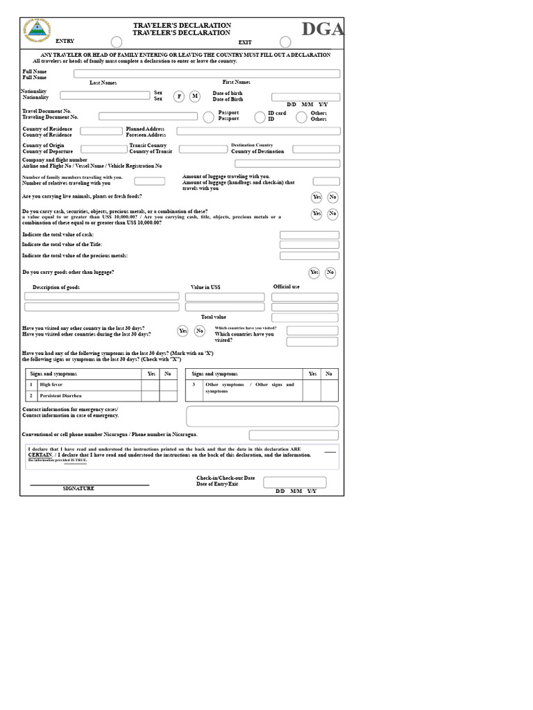 150919-Travelers' Declaration | PDF | Customs