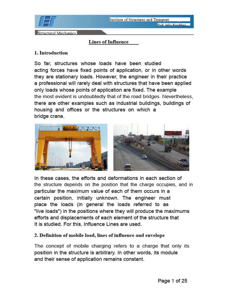 Lines of Influence PDF | PDF | Deformation (Engineering) | Beam (Structure)