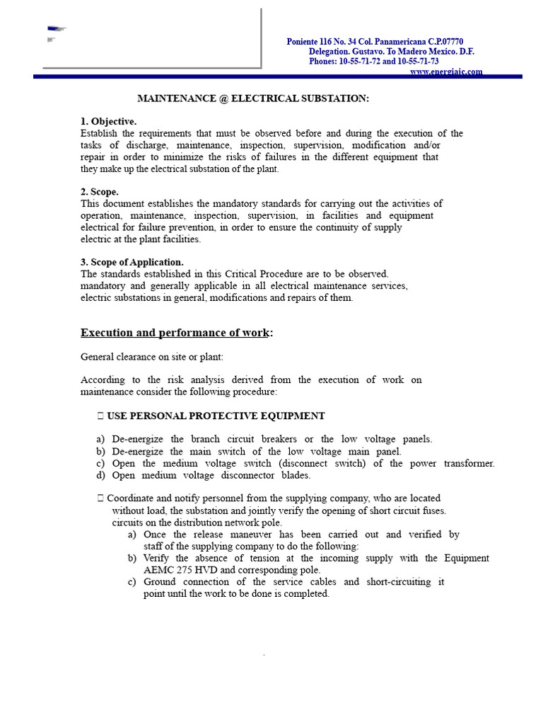 Electrical Substation Maintenance Guide | PDF | Switch | Fuse (Electrical)