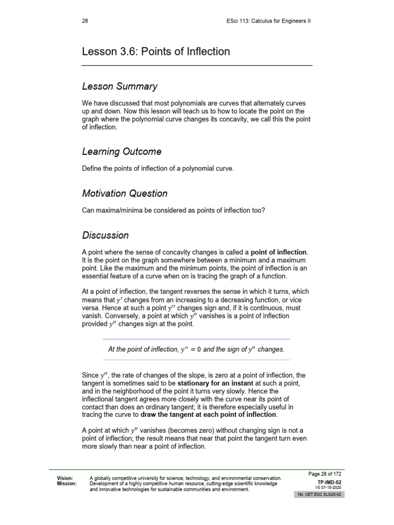 Lesson 3.4.2 Points of Inflection | PDF | Tangent | Calculus