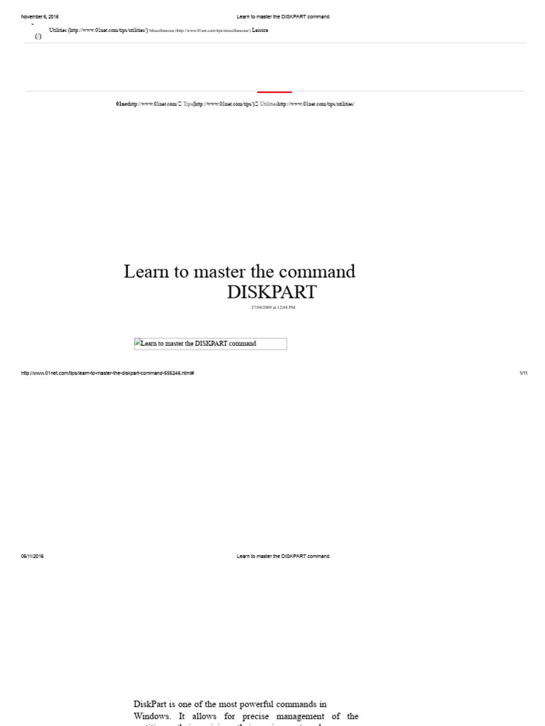 Mastering DISKPART Commands Guide | PDF | Http Cookie | Windows Vista