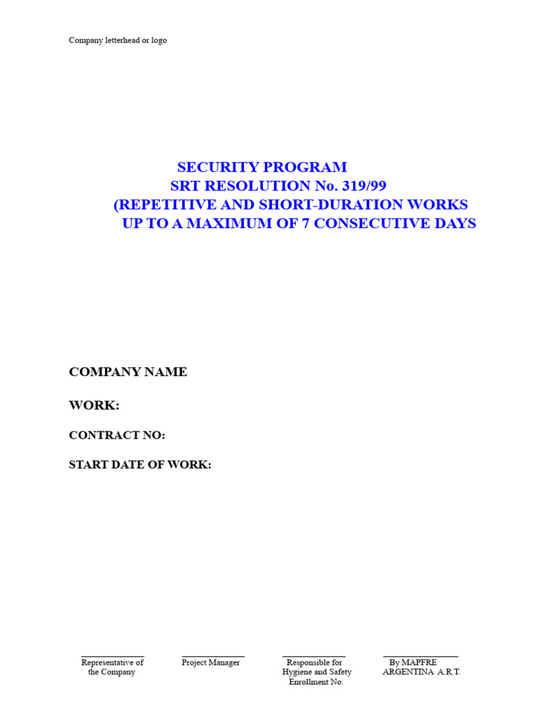 Res SRT 319-99 - Safety Program | PDF