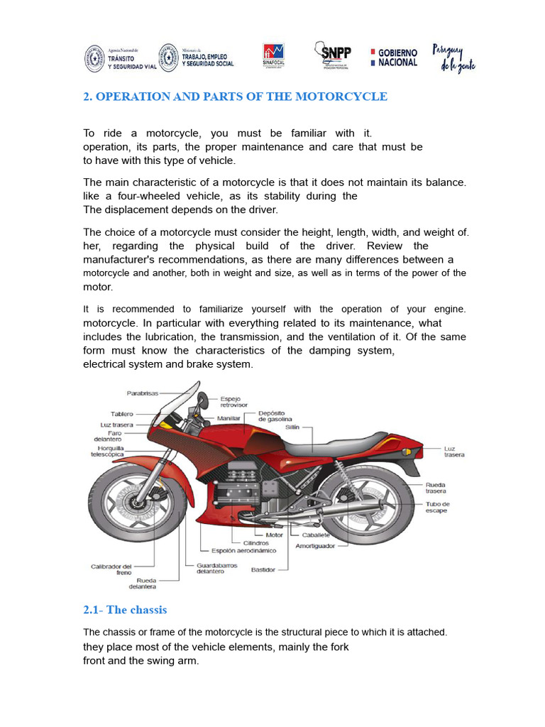 Motorcycle Operation and Parts Guide | PDF | Brake | Engines