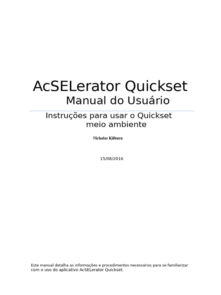 Manual do AcSELerator Quickset: Guia Rápido | PDF | Janela (informática ...