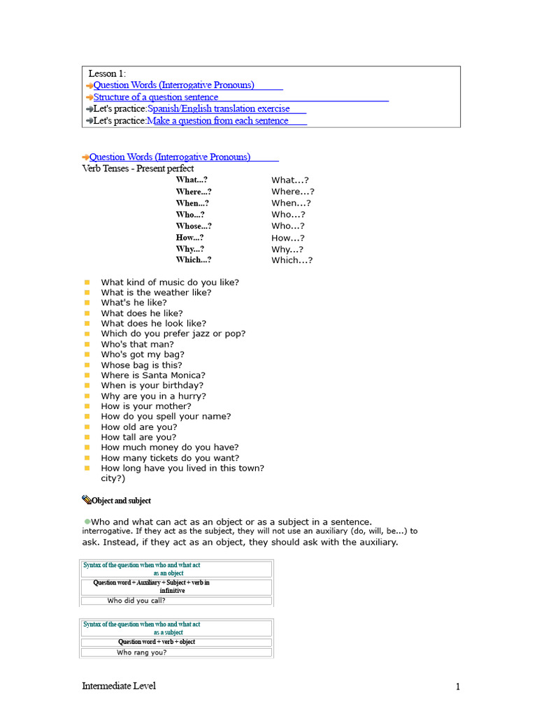 Intermediate English Notes | PDF | Plural | Adverb