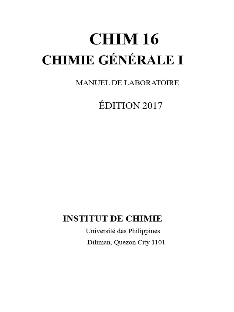 Manuel de laboratoire de chimie 2017 | PDF | Chimie | Précipité