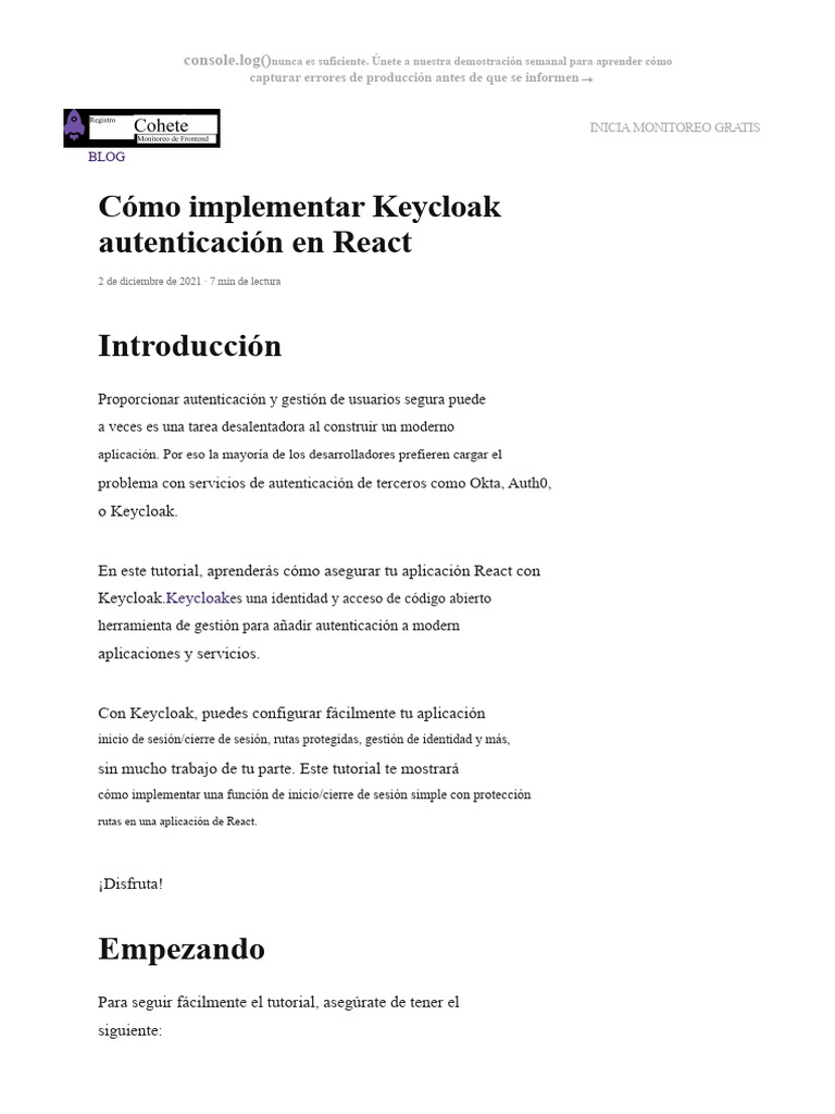 Implementación de Keycloak en React | PDF | Autenticación | Servidor ...