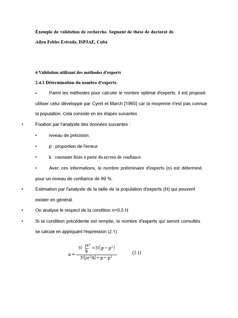 Validation des experts en recherche académique | PDF | Statistiques ...