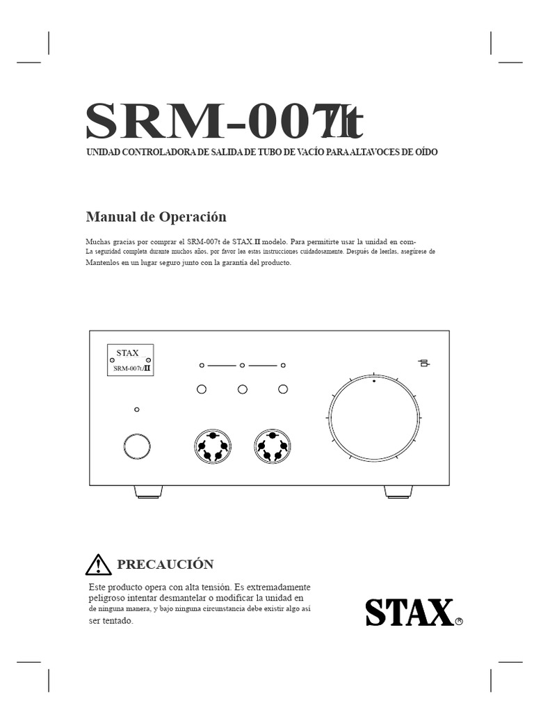 Manual Del Amplificador Stax | PDF | Altoparlante | Amplificador