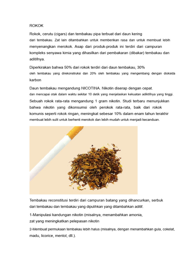 Proses dan Komposisi Rokok Tembakau | PDF