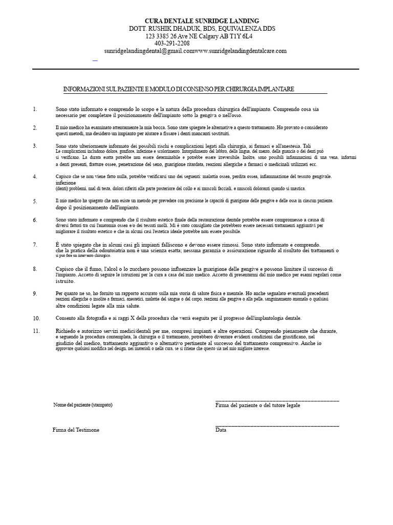 Modulo Di Consenso Per Impianto | PDF