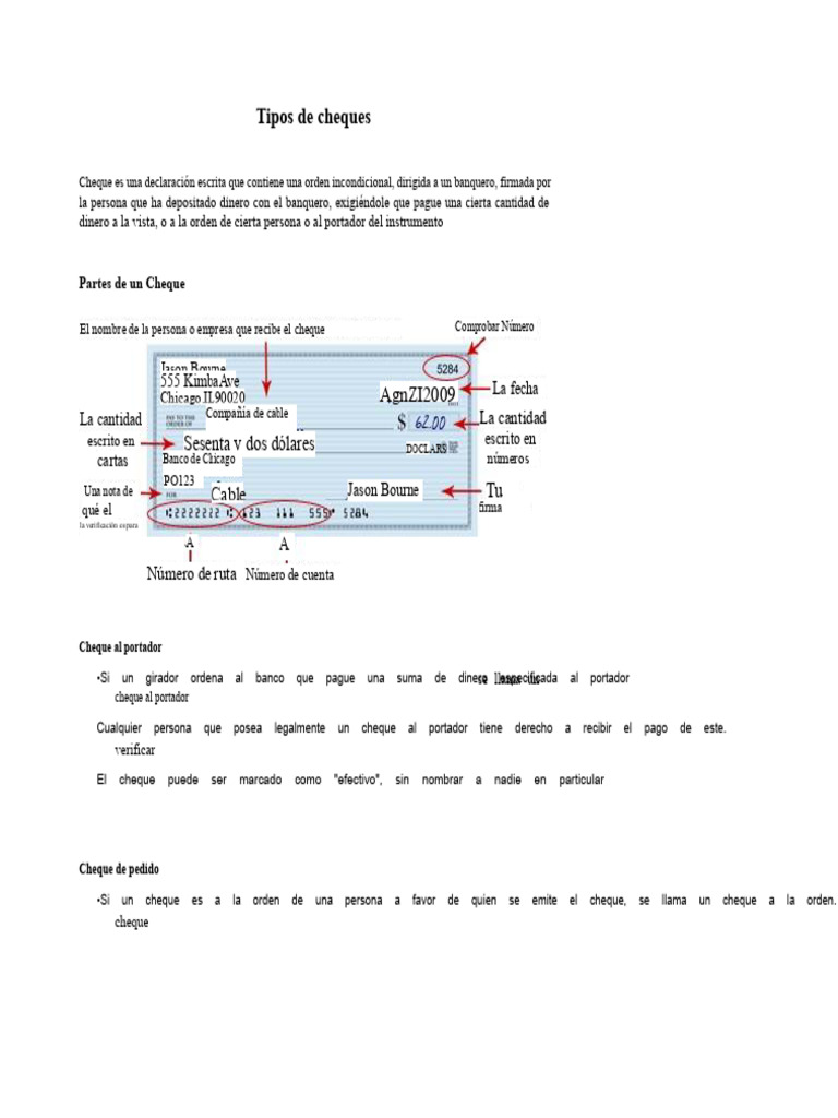 Tipos de cheques y su funcionamiento | PDF | Cheque | Bancos