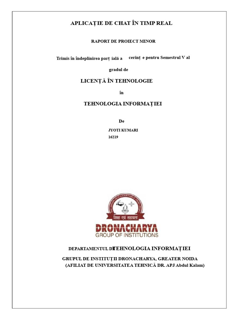 Aplicație de Chat Pe Web - Proiect Mic | PDF