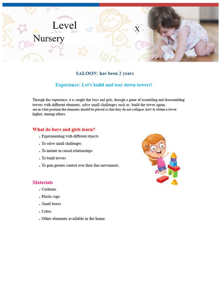 Tower Building Activities for Kids | PDF | Experience | Behavior ...