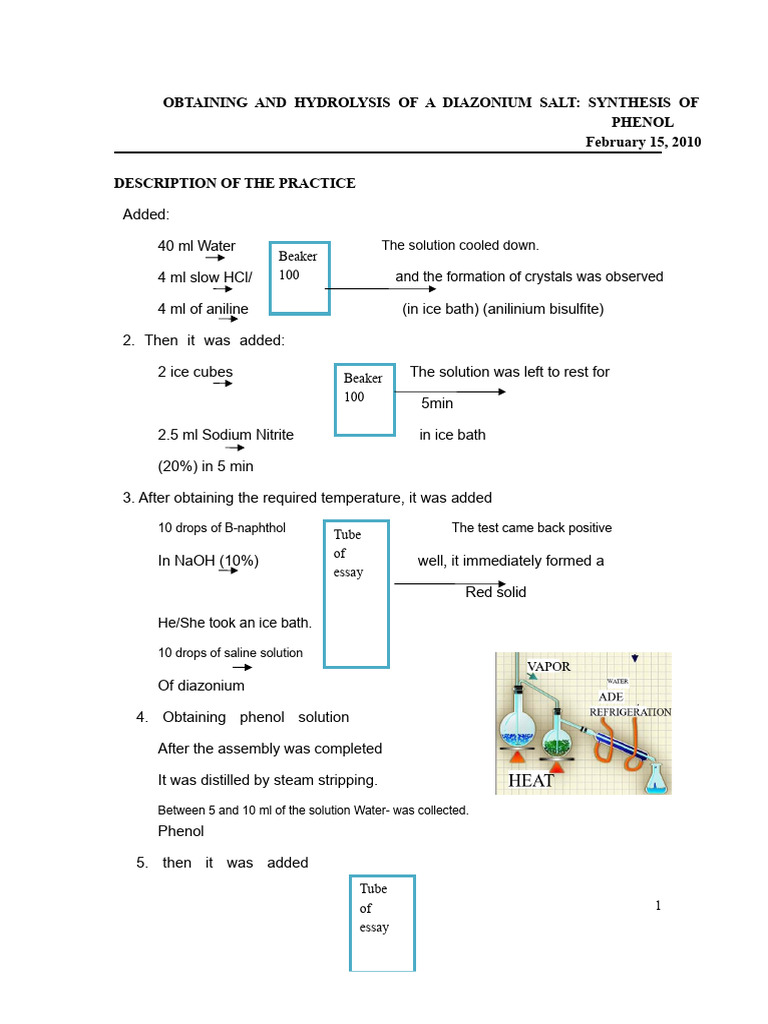Hydrolysis of Diazonium Salt to Phenol | PDF | Amine | Hydrogen Compounds