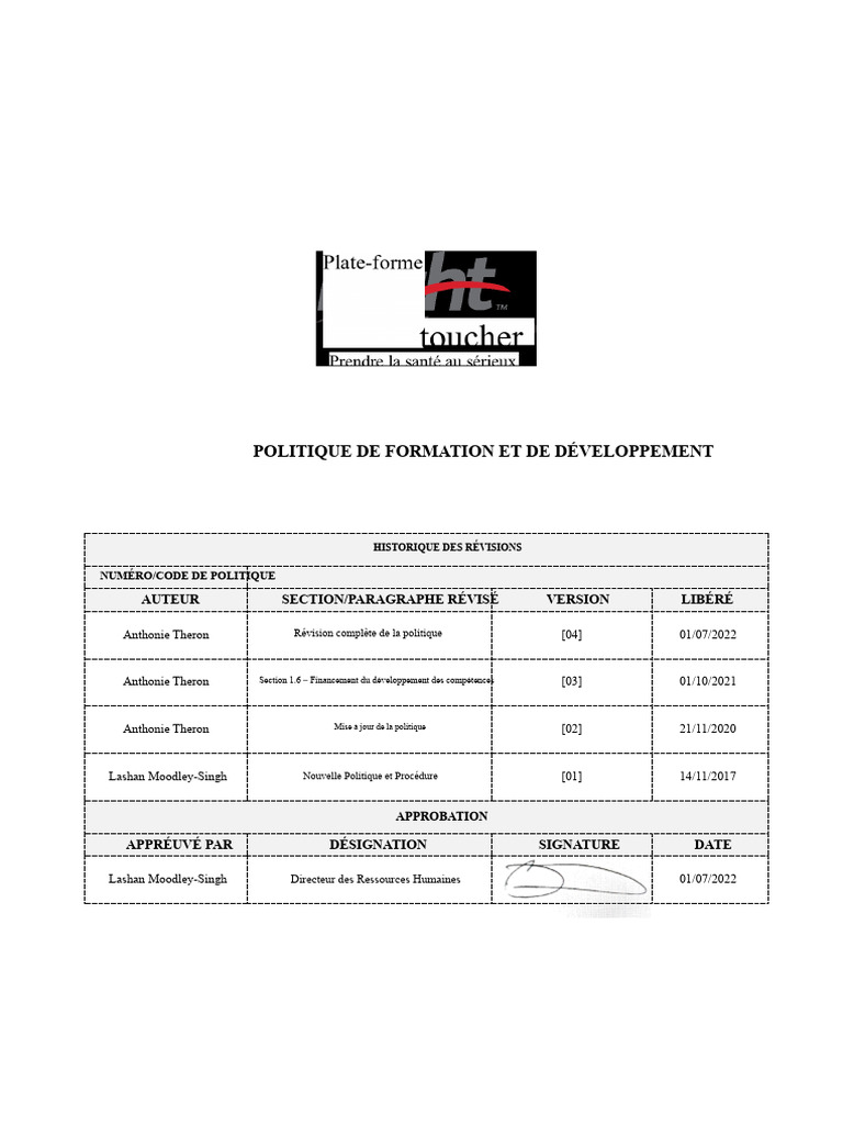 Politique de Formation Et de Développement - Version 4 - Finale | PDF ...
