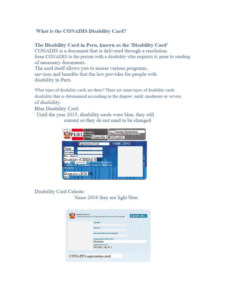 How to Obtain the CONADIS Card | PDF | Disability | Health Care