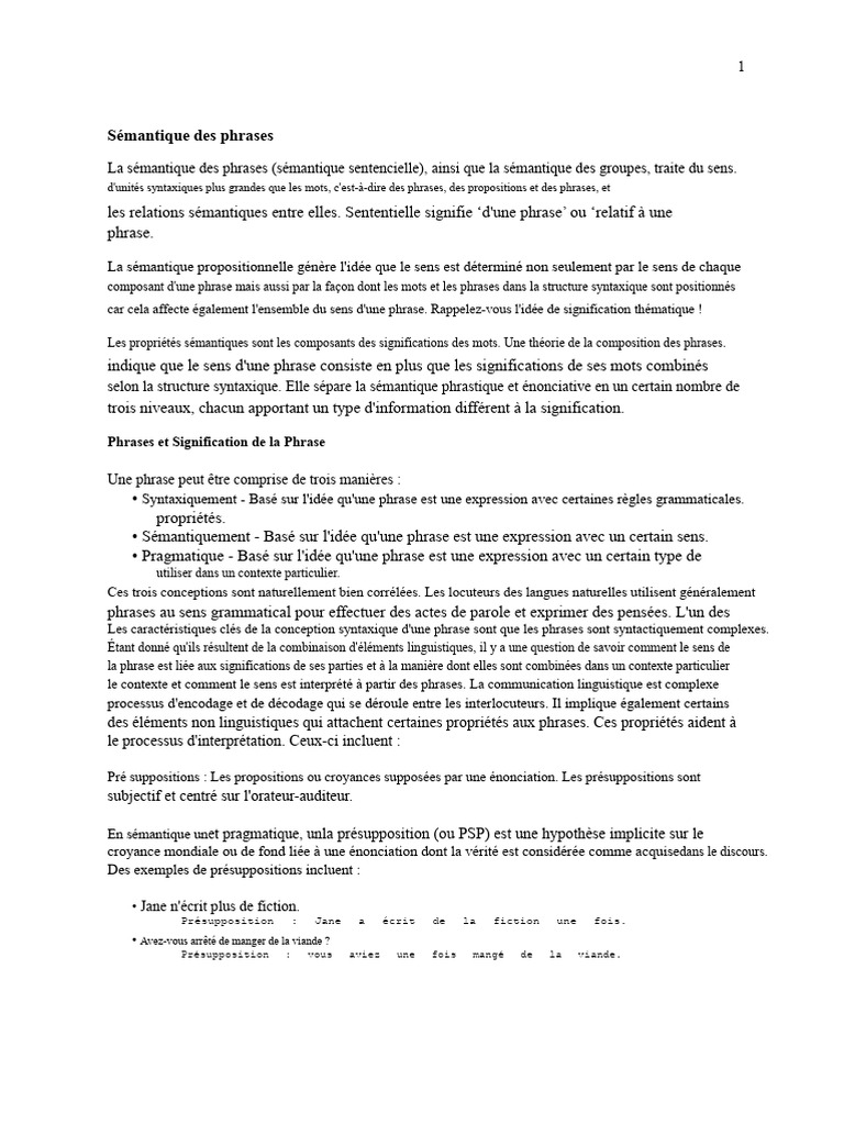 Sémantique des phrases et significations | PDF | Ambiguïté | Phrase