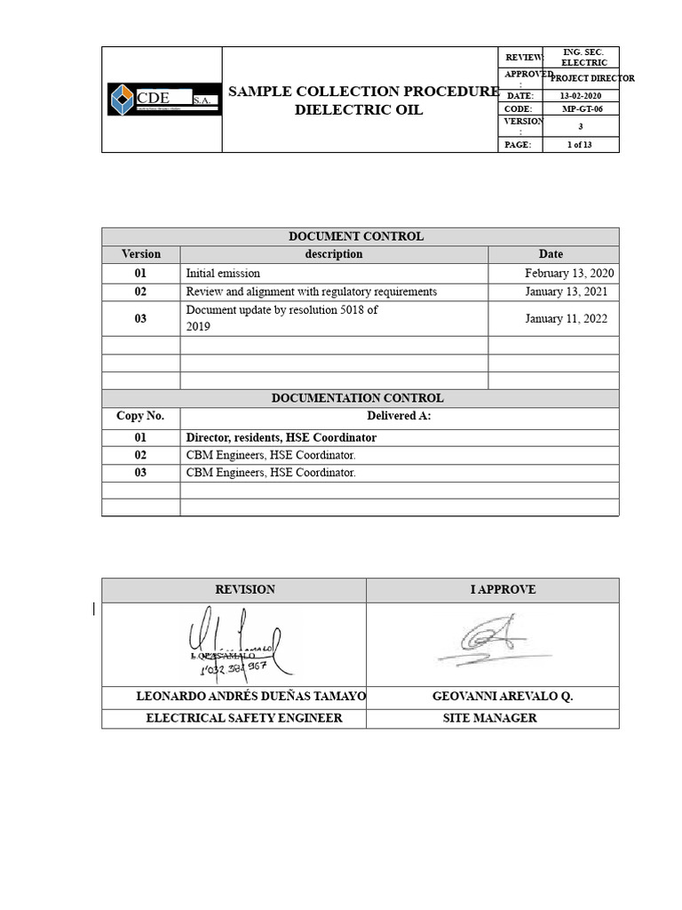 Dielectric Oil Sampling Procedure Guide | PDF | Polychlorinated ...