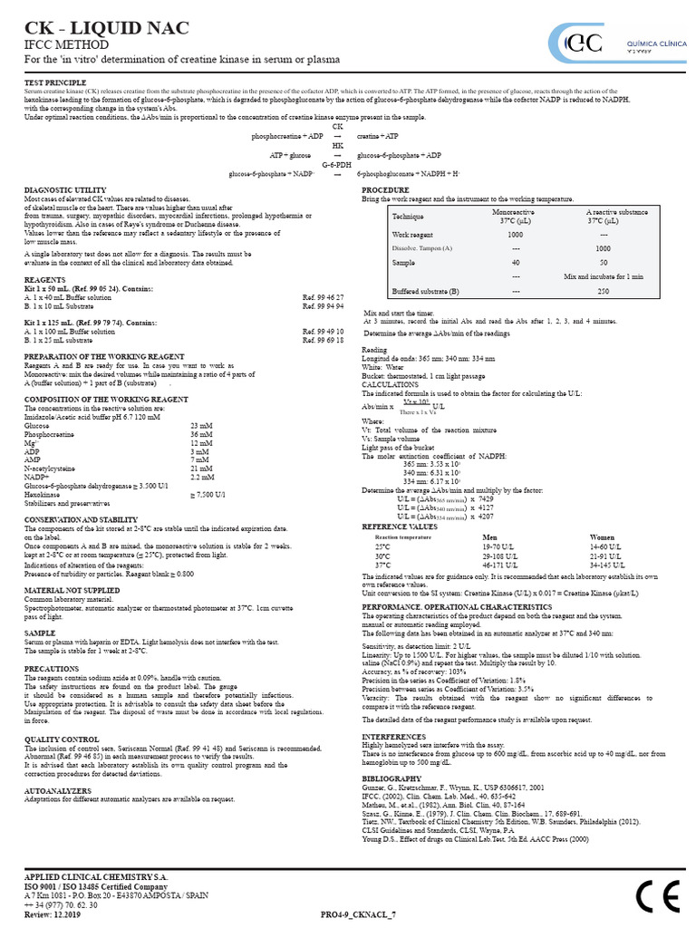 CK Liquid NAC Testing Method | PDF
