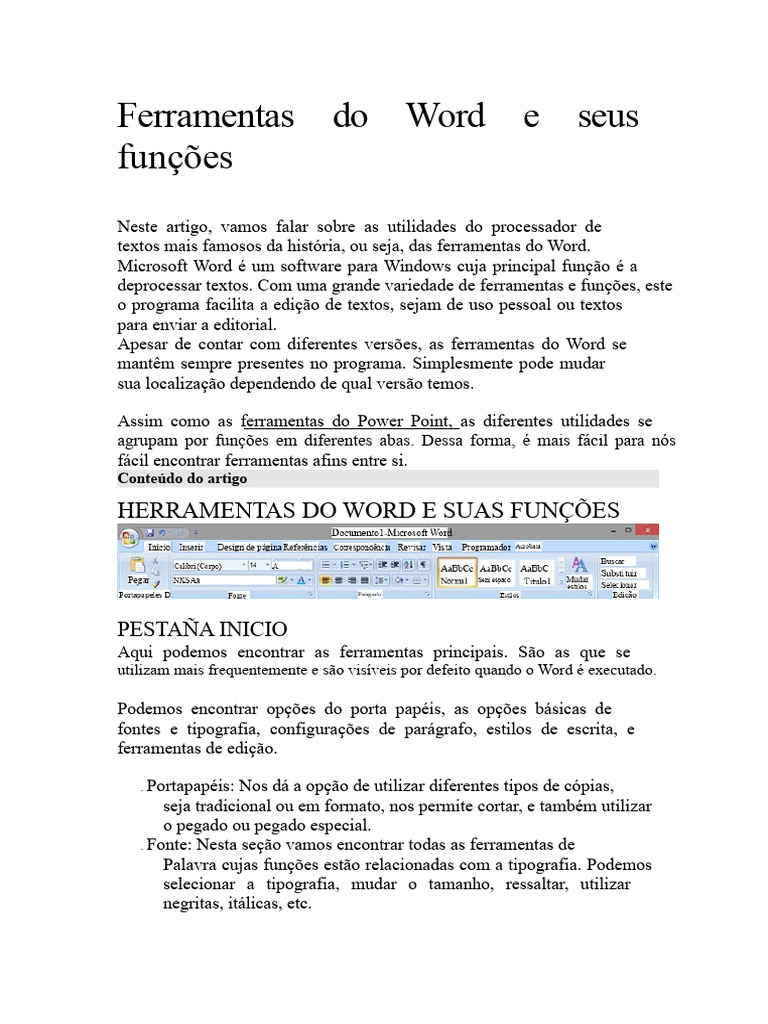 Ferramentas e Funções do Word | PDF | Microsoft Word | Tipografia