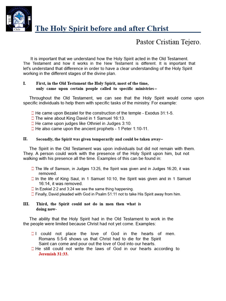 The Holy Spirit Before and After Christ | PDF | Holy Spirit | Jesus