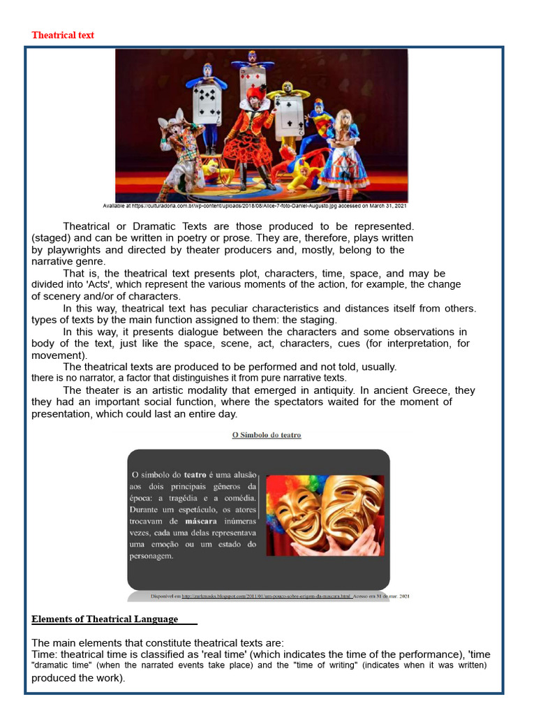 9 - Theatrical Text - Teacher | PDF | Punctuation | Pronoun