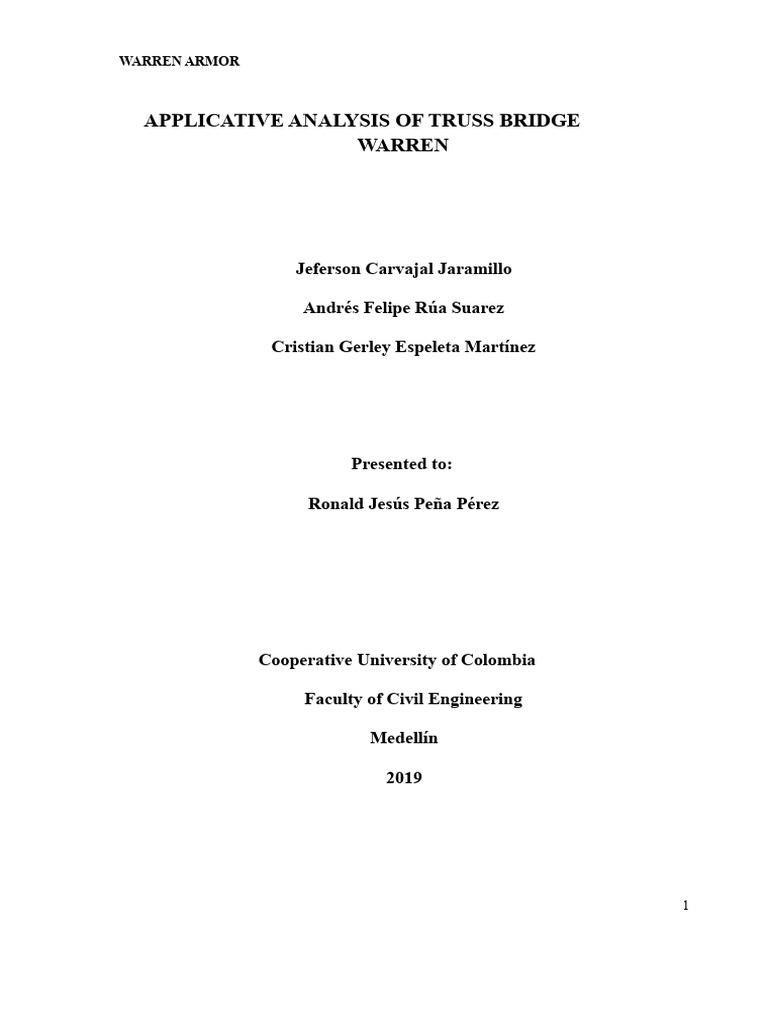 Analysis of Warren Truss Bridge Design | PDF | Truss | Force