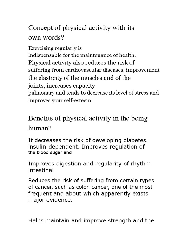 Concept of Physical Activity With Its Own Words? | PDF | Cardiovascular ...
