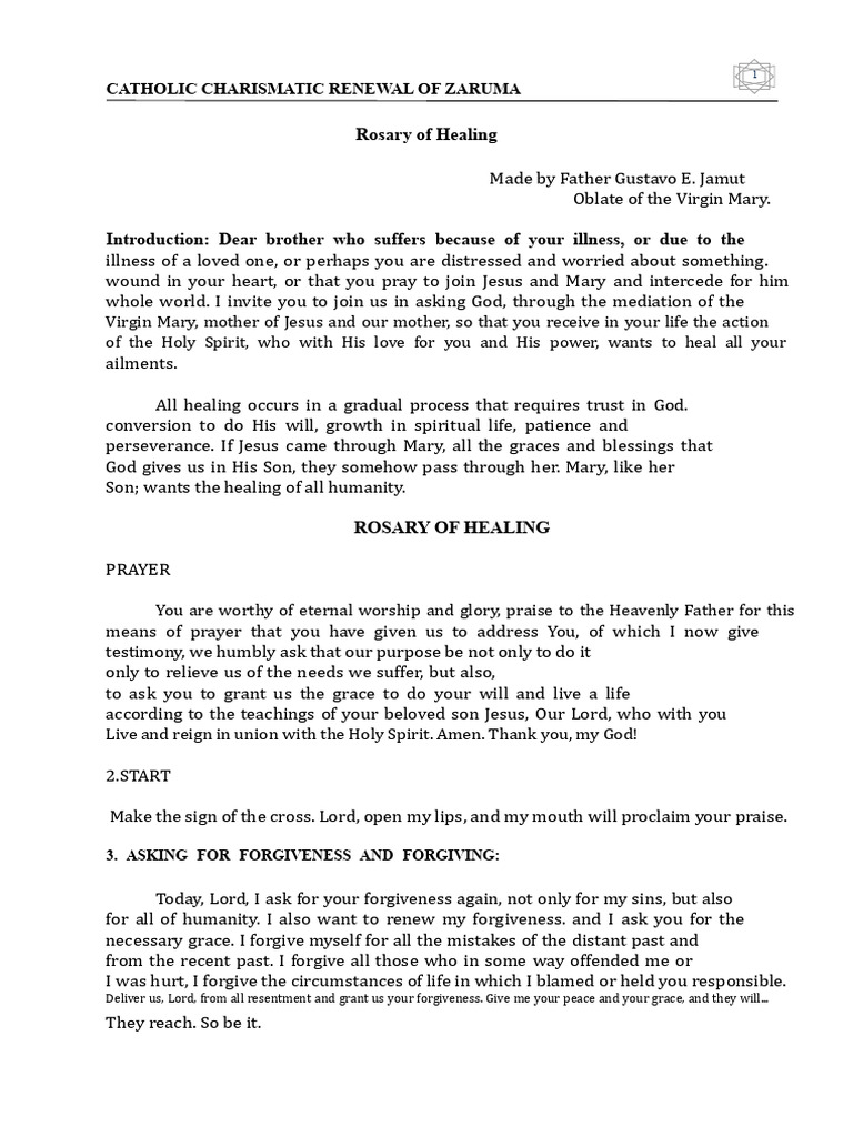 Healing Rosary Prayer Guide | PDF | Mary, Mother Of Jesus | Rosary