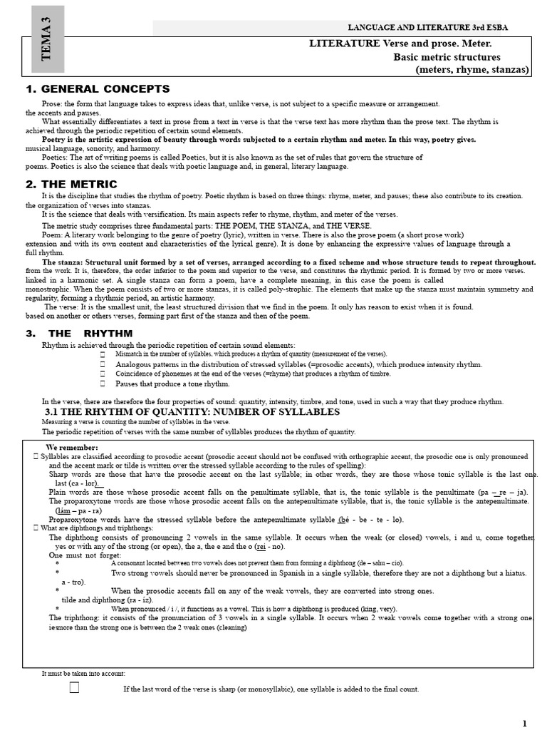 Understanding Poetry Metrics and Structure | PDF | Poetry | Stress ...