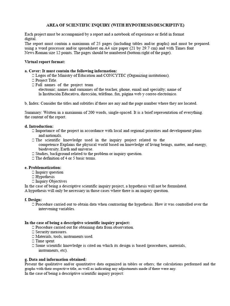 Scientific Inquiry Project Guidelines | PDF | Scientific Method | Data