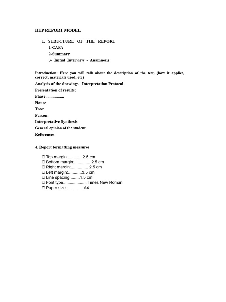 HTP Report Model Structure Guide | PDF