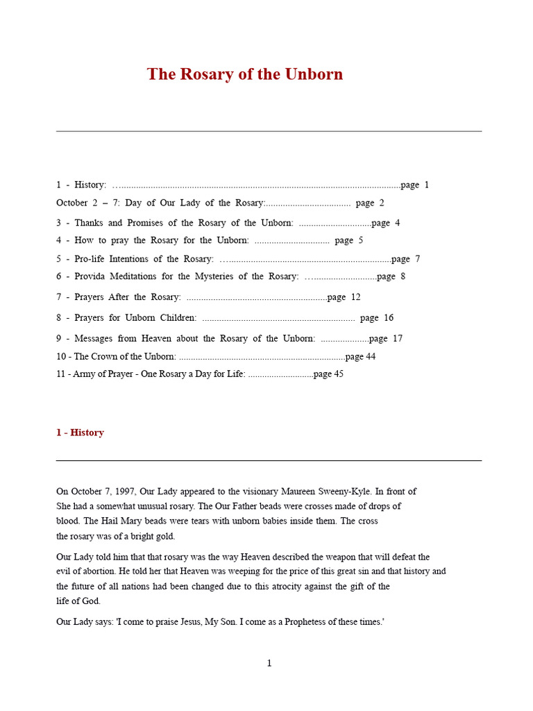 Rosary of The Unborn | PDF | Rosary | Mary, Mother Of Jesus
