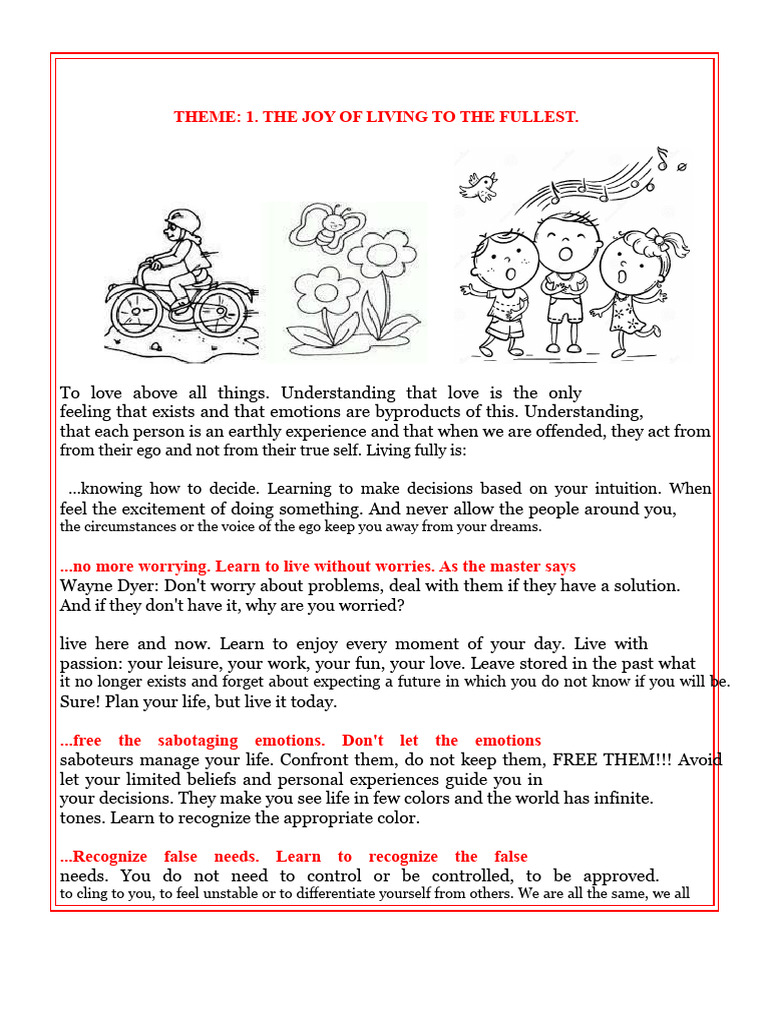 The Joy of Living To The Fullest. | PDF | Love | Feeling