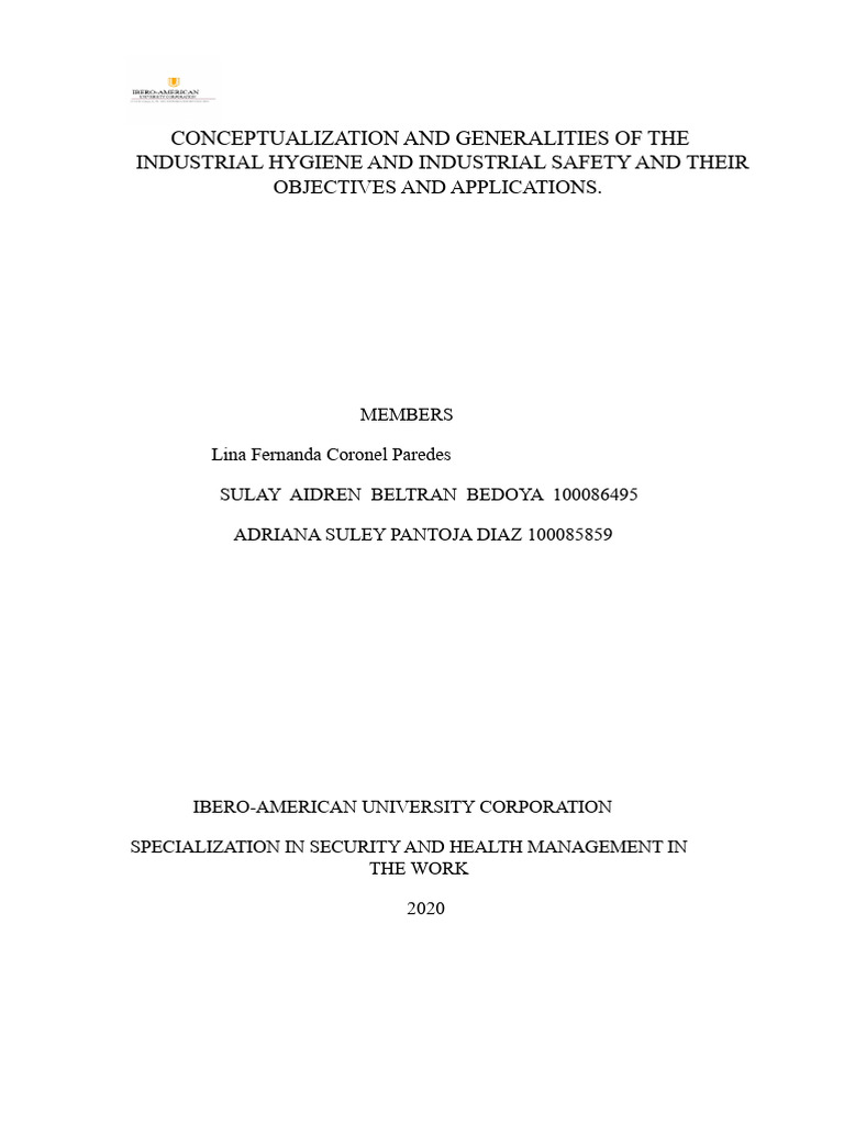 Essay - Industrial Hygiene and Safety | PDF | Occupational Safety And ...