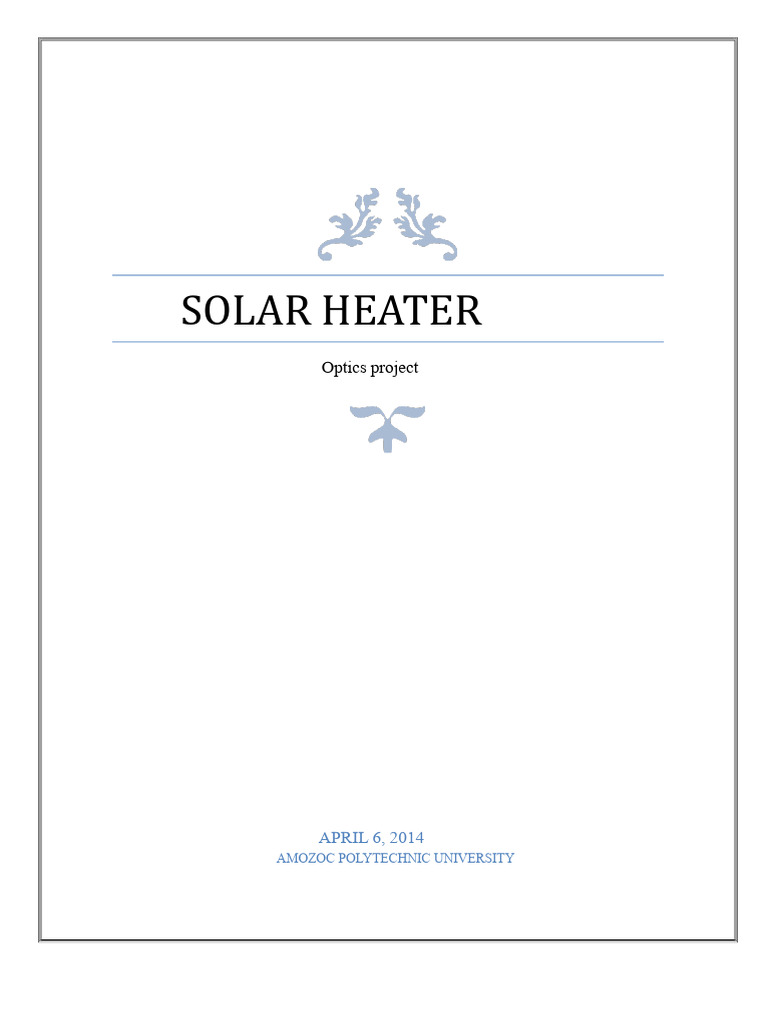 Solar Heater Project | PDF | Water Heating | Water