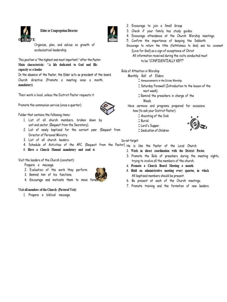 Role of Leadership Functions in Church PDF | PDF | Deacon | Elder ...