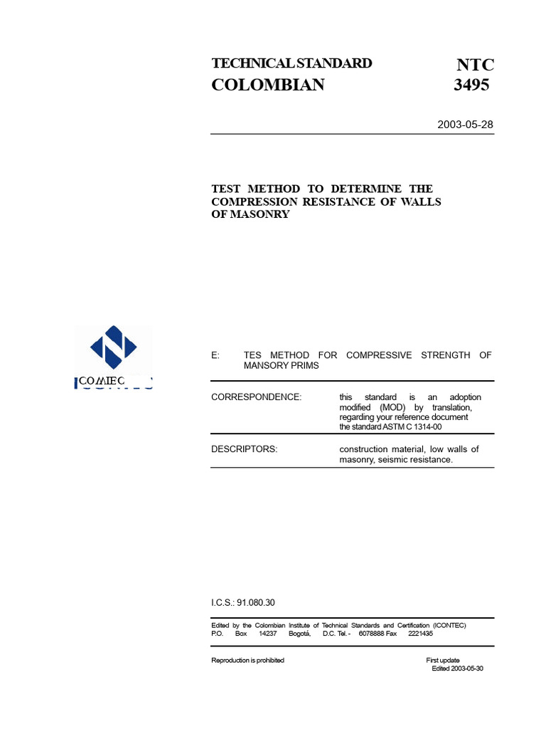 NTC 3495 | PDF | Sphere | Masonry