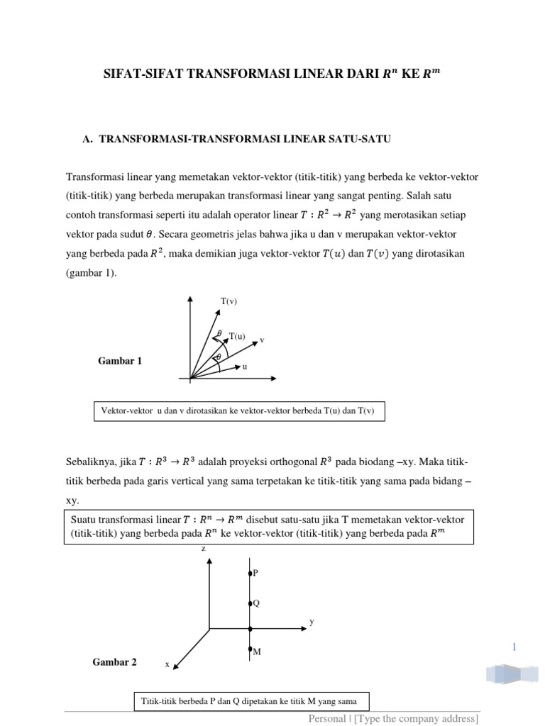 Aljabar Linear 4 3 Sifat Sifat Transformasi Linier