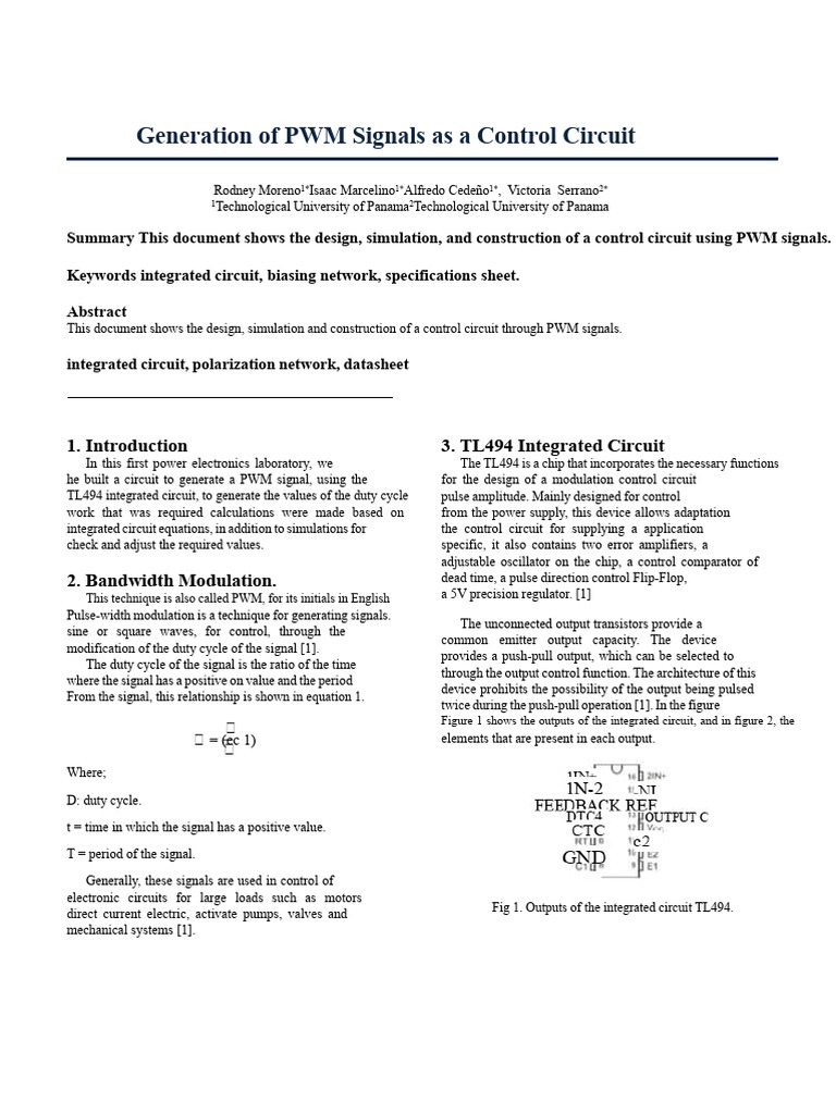 PWM Control Circuit Design and Simulation | PDF | Amplifier ...