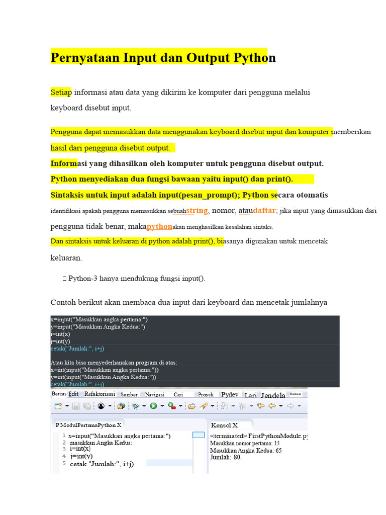 Panduan Input dan Output di Python | PDF