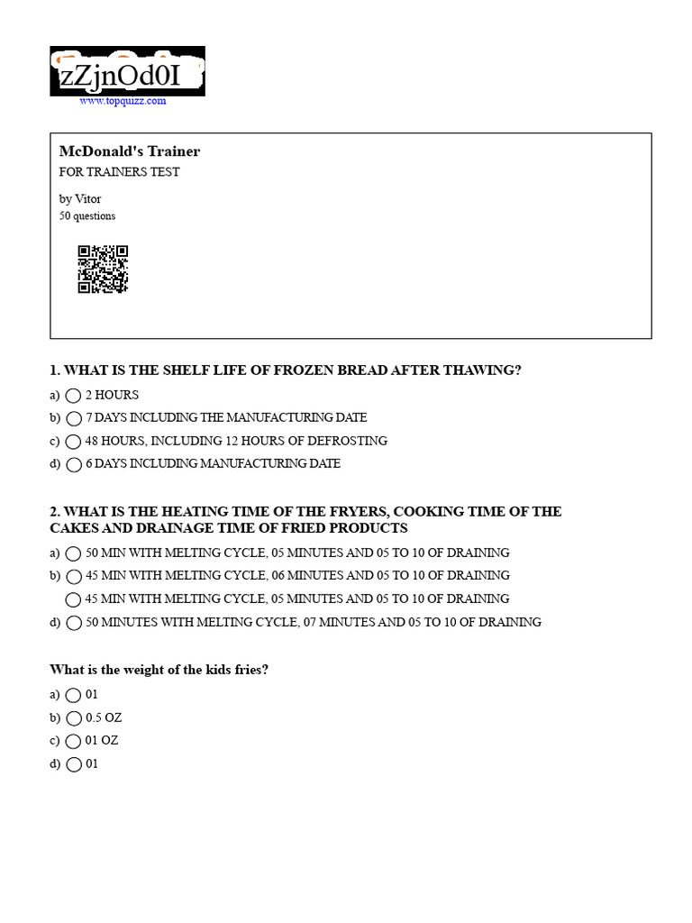 McDonald's Trainer | PDF | Performance Appraisal | Food And Drink ...