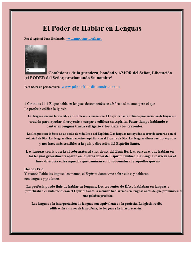 El Poder de Hablar en Lenguas | PDF | Oración | espíritu Santo