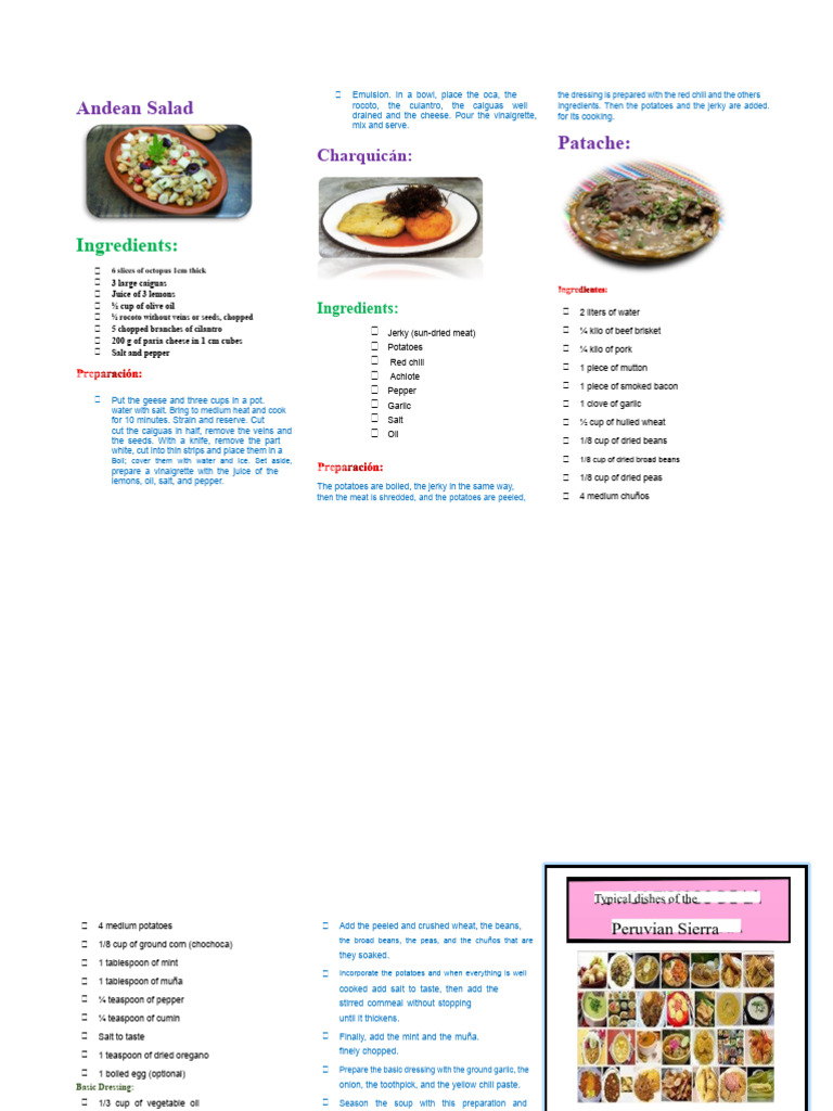 Triptych Typical Dishes of The Sierra | PDF | Cooking | Vinaigrette