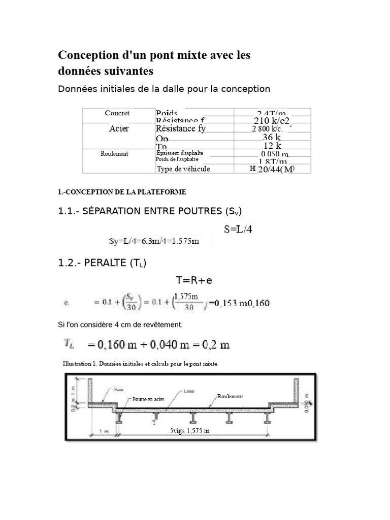 Conception de la dalle de roulement du pont | PDF | Pont | Physique ...
