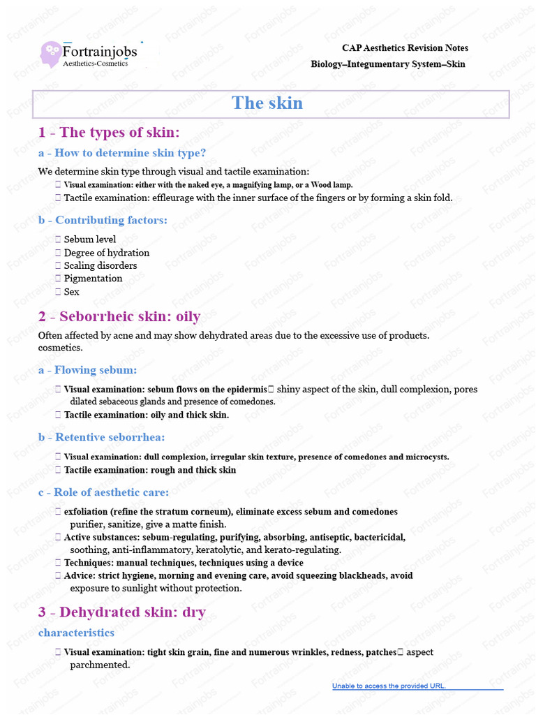 CAP-Professional Baccalaureate-BTS-Aesthetics-Biology-Integumentary ...